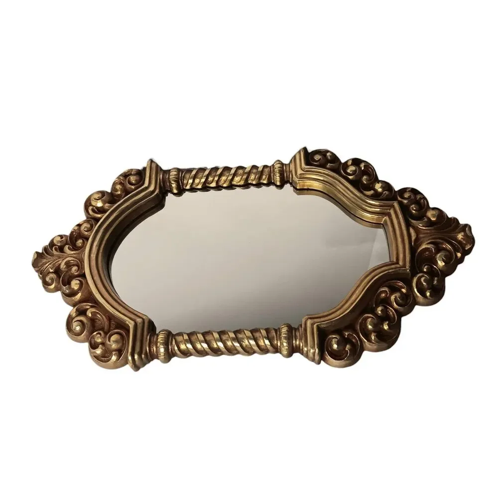 Vintage Syroco Gold Baroque Rococo Hollywood Regency Oval Wall Mirror Set Of Two